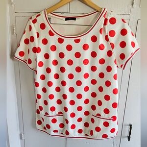 Chic Polka Dot Short Sleeve Top - Red and White